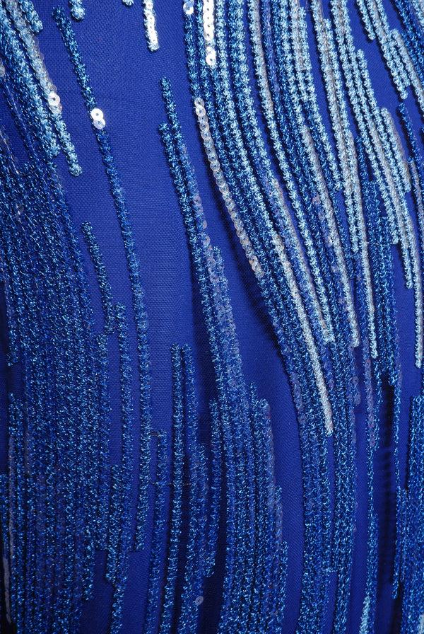 Naeem Khan ABSTRACT SEQUIN FULL SKIRT LONG SLEEVE GOWN