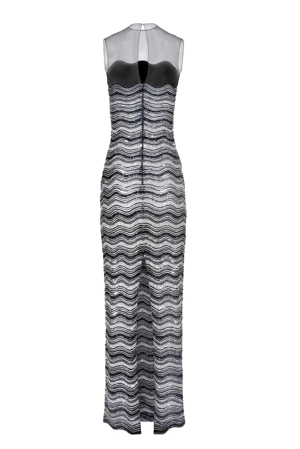 Naeem Khan BEADED JEWEL NECK SLEEVELESS COLUMN GOWN