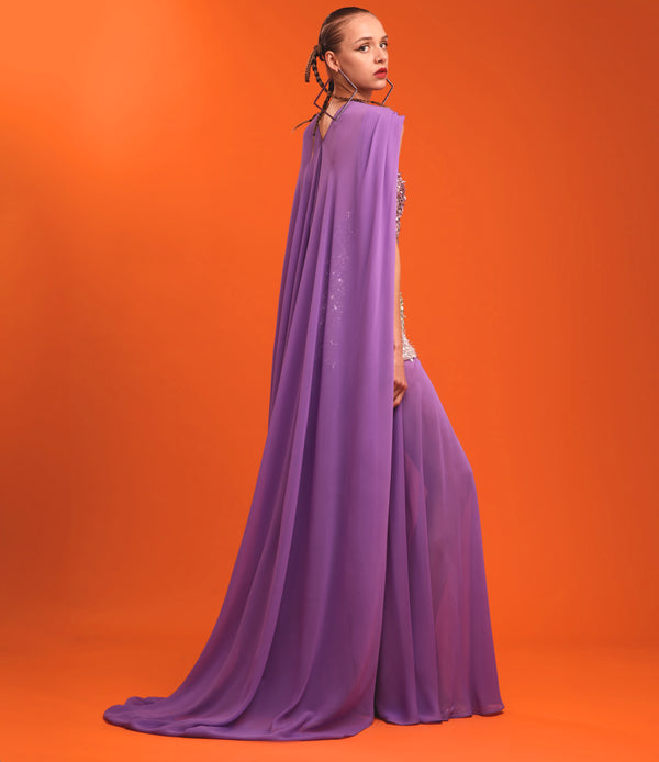 Naeem Khan BEADED STRAPLESS DRESS WITH CHIFFON DETAIL