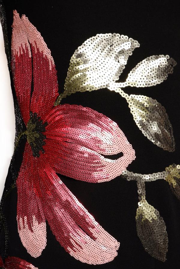 Naeem Khan BOAT NECK LONG SLEEVE FIT-AND-FLARE GOWN