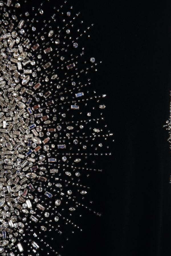 Naeem Khan Crystal Detail Short Sleeve Cocktail Dress