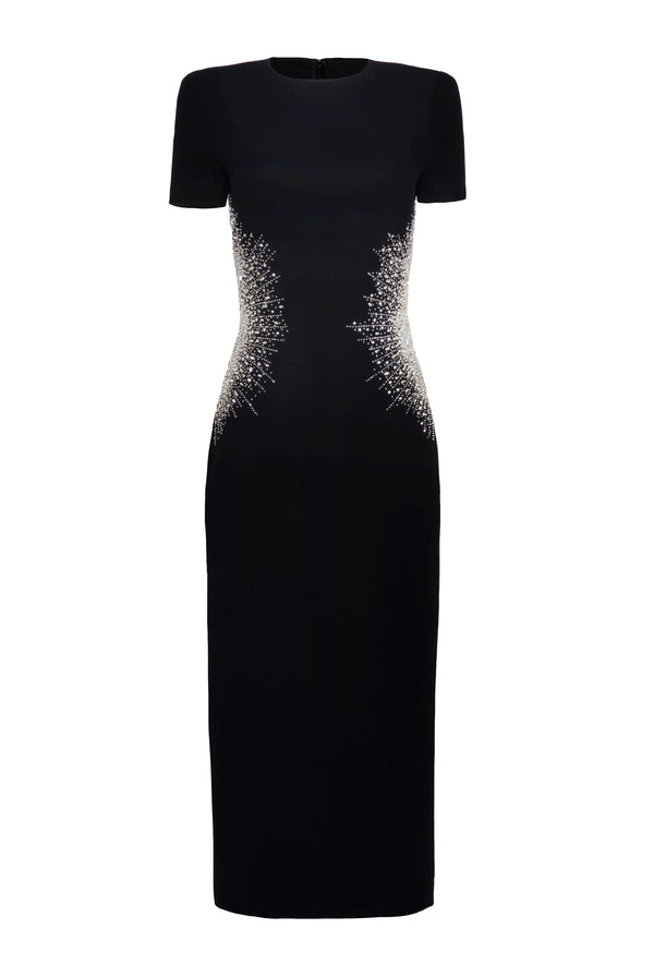 naeem khan Crystal Detail Short Sleeve Cocktail Dress