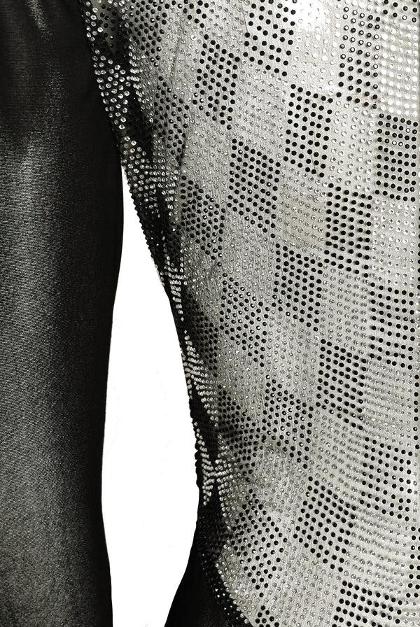 Naeem Khan JERSEY V NECK GOWN WITH BACK EMBROIDERY DETAIL