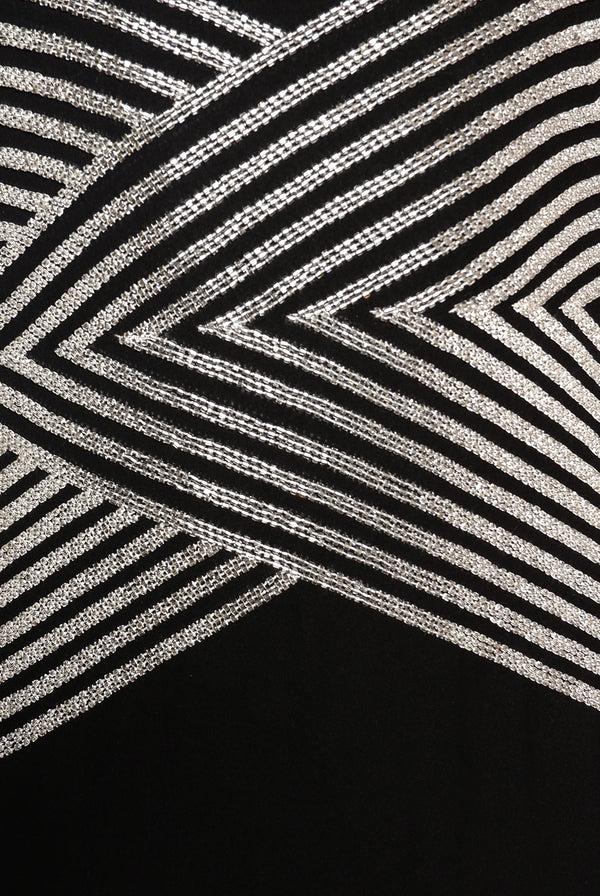 Naeem Khan JEWEL NECK GOWN WITH BEADED WAIST DETAIL