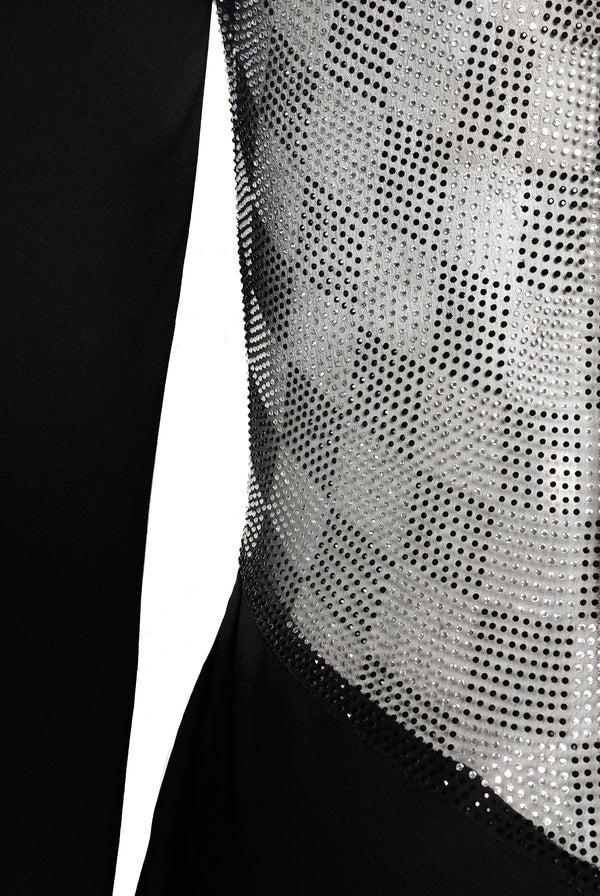 Naeem Khan JEWEL NECK GOWN WITH LONG SLEEVES AND BEADED BACK DETAIL