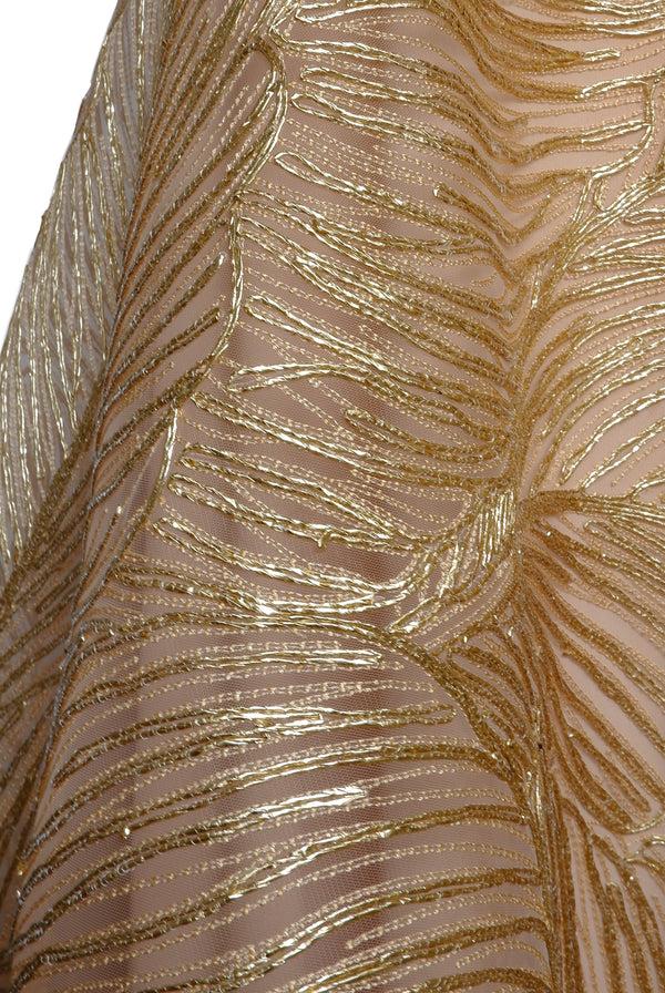 Naeem Khan METALLIC RAFFIA STRAPLESS FULL SKIRT GOWN