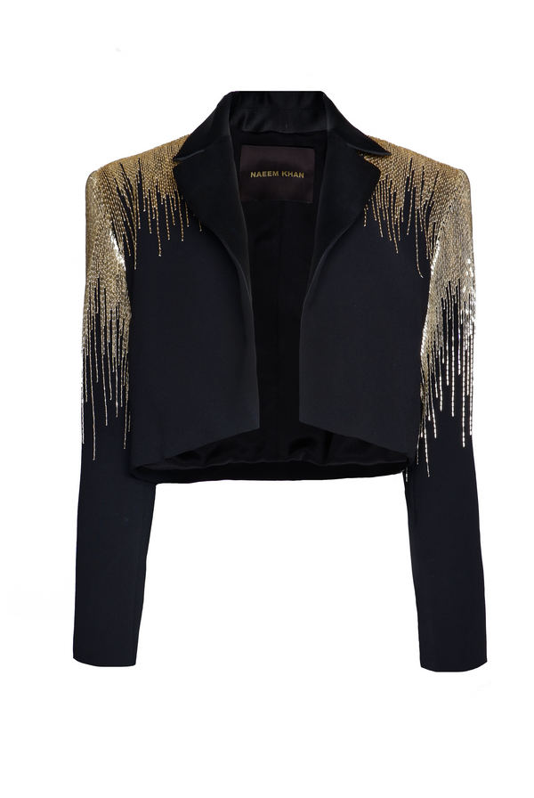 Naeem Khan ABSTRACT BEADED CROPPED BLAZER