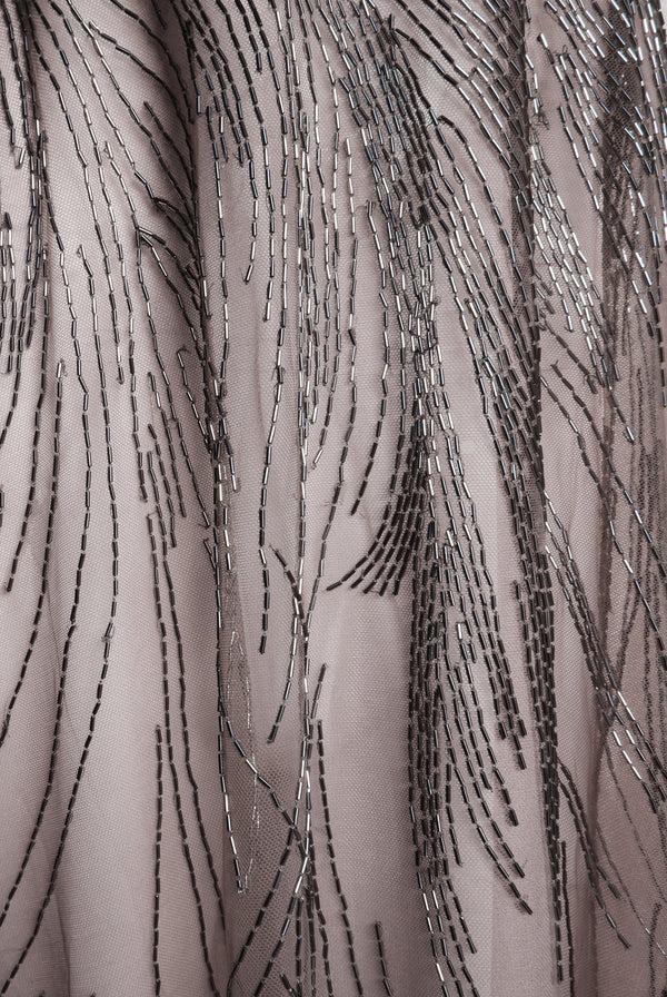 Naeem Khan ABSTRACT BEADED LONG SLEEVE GOWN