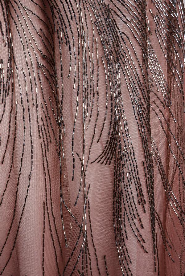 Naeem Khan ABSTRACT BEADED LONG SLEEVE GOWN