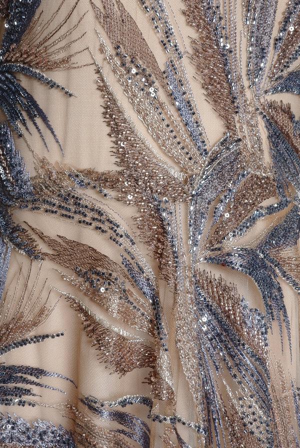 Naeem Khan ABSTRACT BEADED LONG SLEEVE GOWN