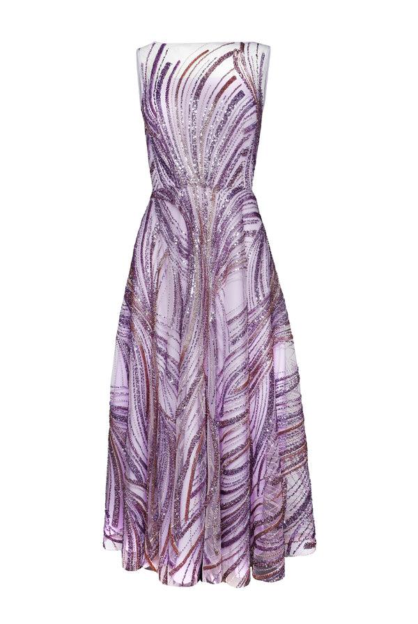 Naeem Khan BEADED BOATNECK SLEEVELESS DRESS