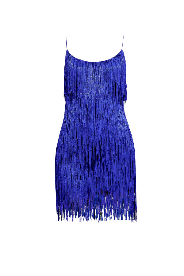 Naeem Khan BEADED FRINGE SLIP DRESS