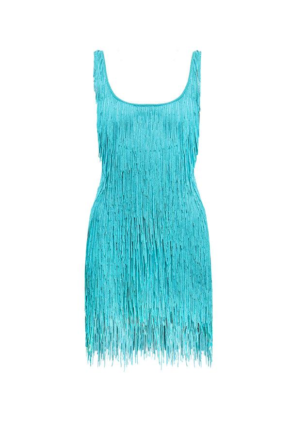 Naeem Khan BEADED FRINGE TANK DRESS