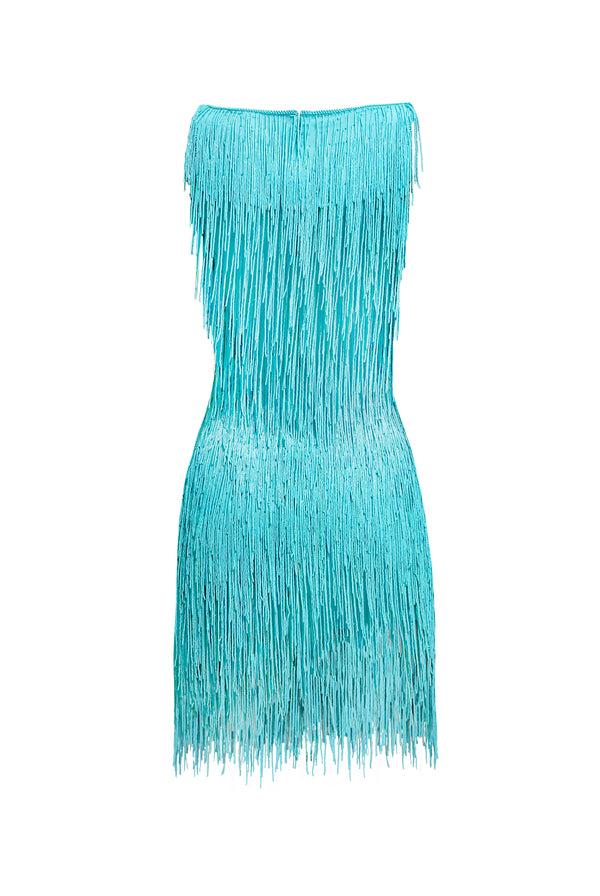 Naeem Khan BEADED FRINGE TANK DRESS