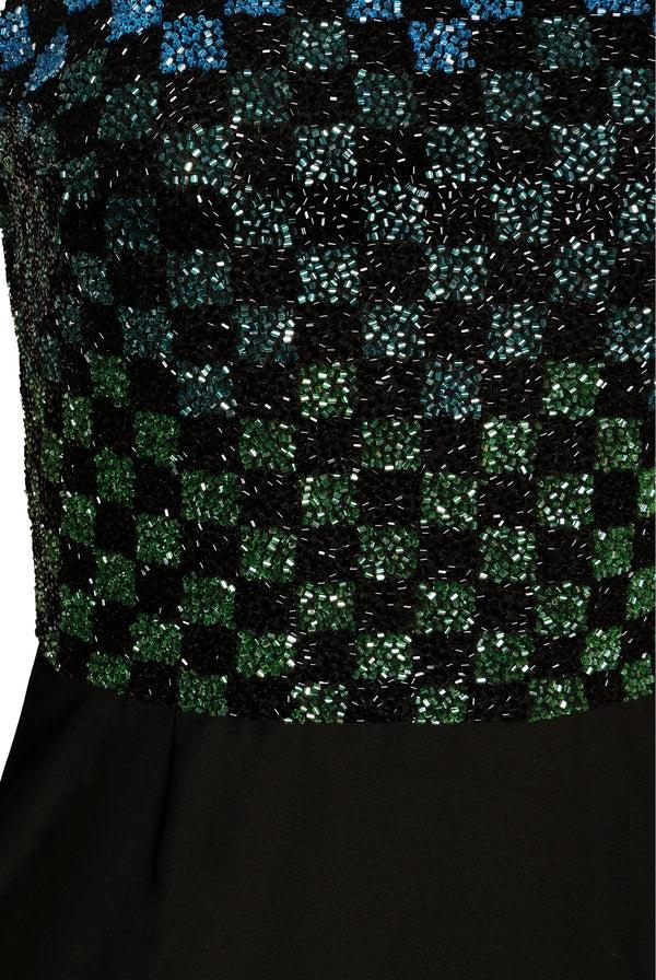 Naeem Khan BEADED HALTER TOP WITH COLUMN GOWN