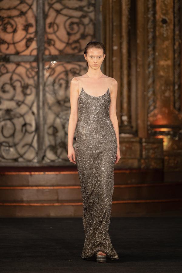 naeem khan BEADED ILLUSION NECKLINE GOWN