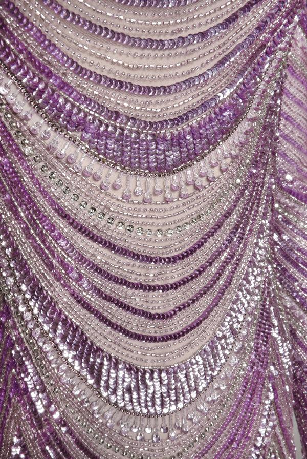 Naeem Khan BEADED JEWEL NECK COLUMN GOWN