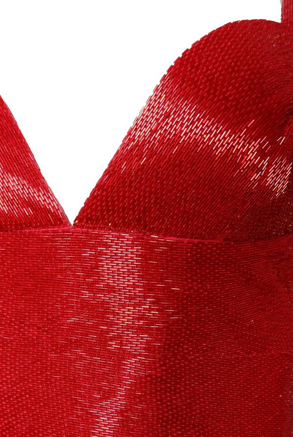 Naeem Khan BEADED SWEETHEART BODICE COLUMN GOWN