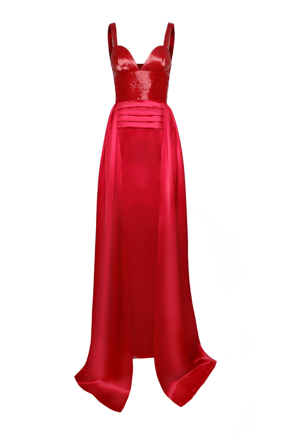 Naeem Khan BEADED SWEETHEART BODICE COLUMN GOWN
