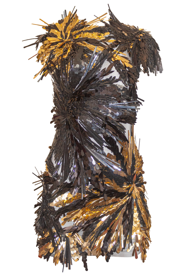 Naeem Khan BEADED THREE DIMENSIONAL COCKTAIL DRESS