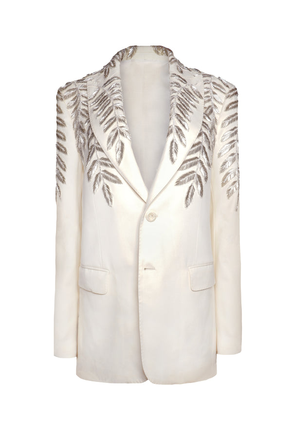 Naeem Khan Blazer With Leaves Applique