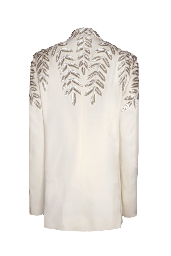 Naeem Khan Blazer With Leaves Applique