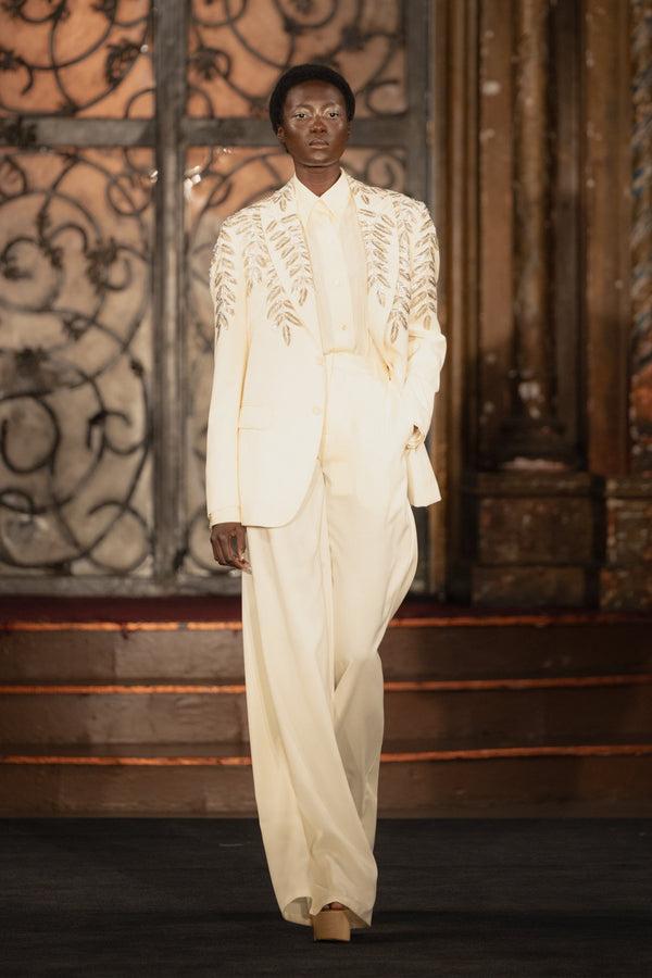 naeem khan Blazer With Leaves Applique