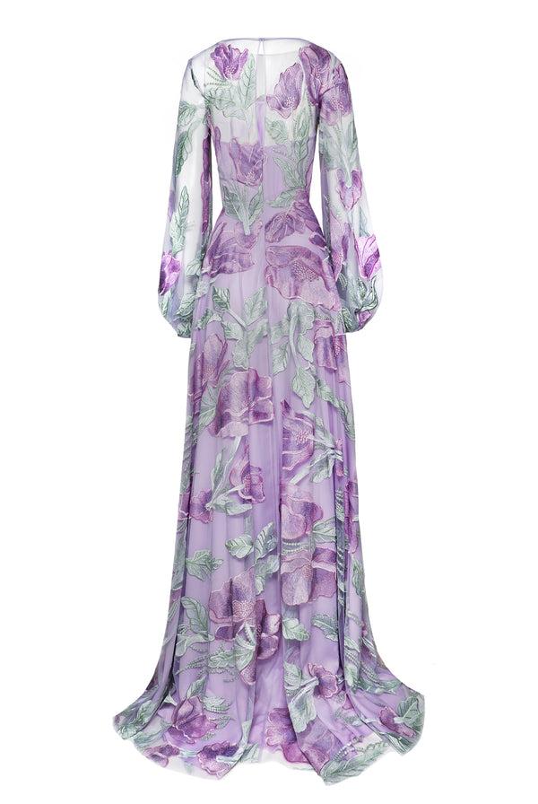 Naeem Khan BOAT NECK BLOUSON SLEEVE GOWN