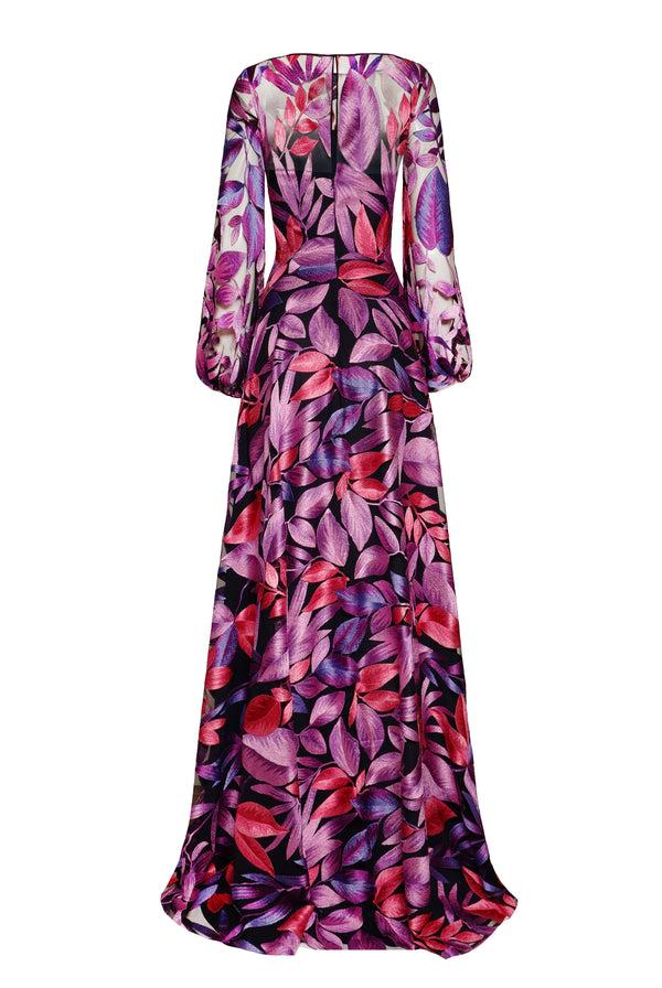 Naeem Khan BOATNECK BLOUSON SLEEVE GOWN