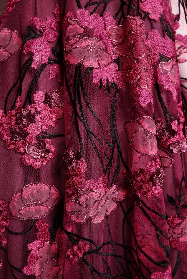 Naeem Khan BOATNECK LONG SLEEVE GOWN