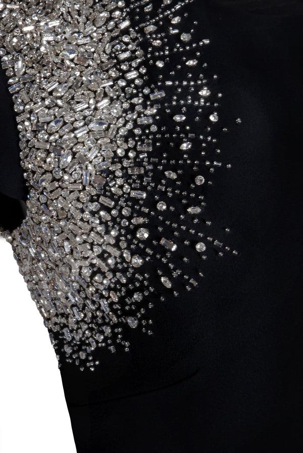 Naeem Khan Crystal Detail Cap Sleeve Gown