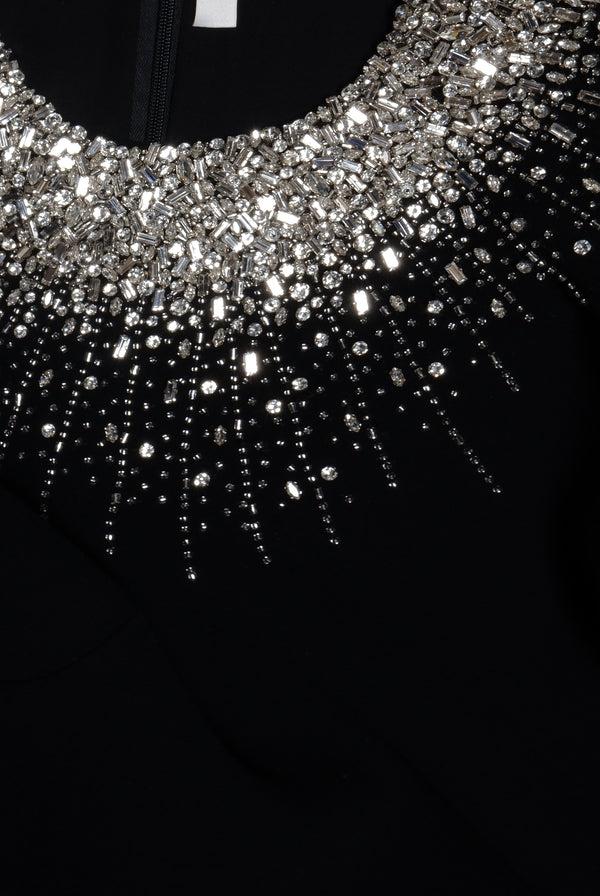 Naeem Khan Crystal Detail Long Sleeve Gown