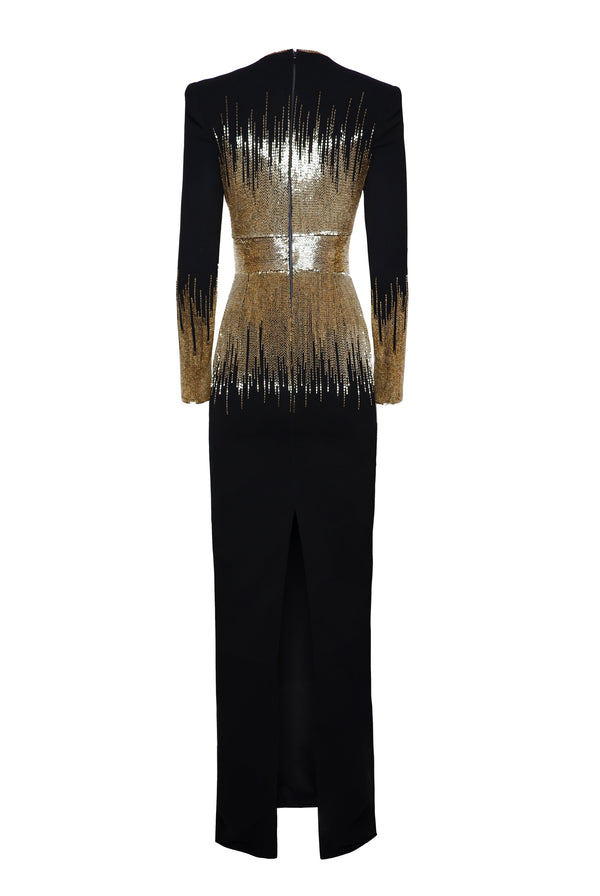 Naeem Khan EMBELLISHED BODICE COLUMN GOWN