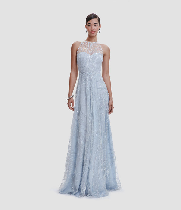 Naeem Khan EMBELLISHED HALTER GOWN