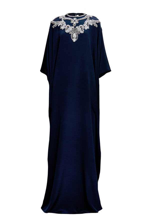 Naeem Khan EMBELLISHED NECKLINE CAFTAN