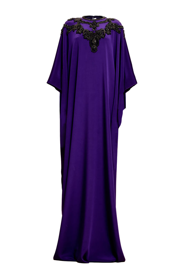 Naeem Khan EMBELLISHED NECKLINE CAFTAN