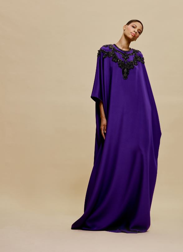 naeem khan EMBELLISHED NECKLINE CAFTAN