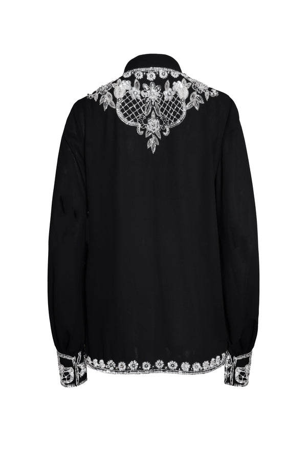 Naeem Khan Embroidered Button Up Blouse
