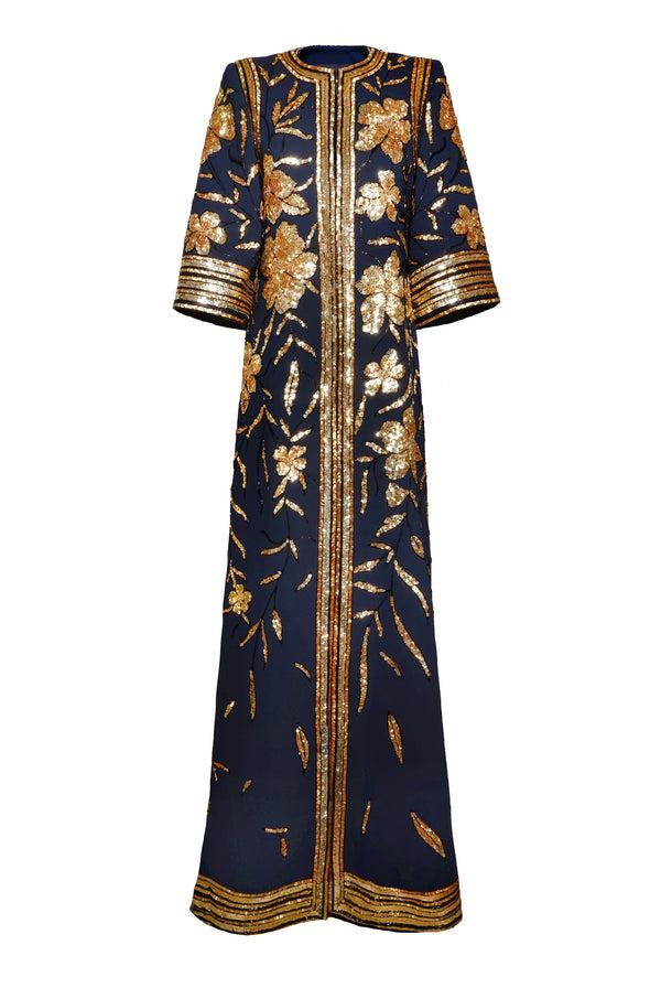 Naeem Khan EMBROIDERED FLOOR LENGTH COAT