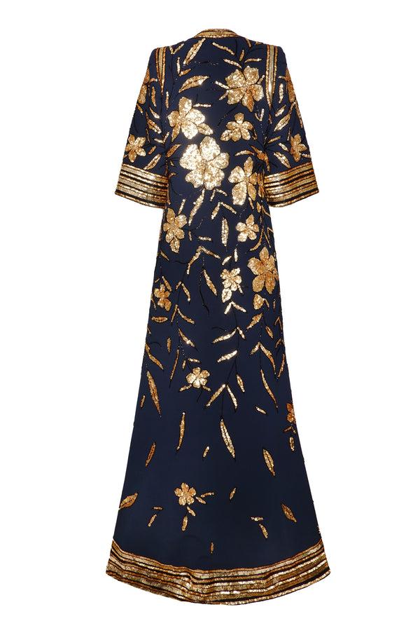 Naeem Khan EMBROIDERED FLOOR LENGTH COAT