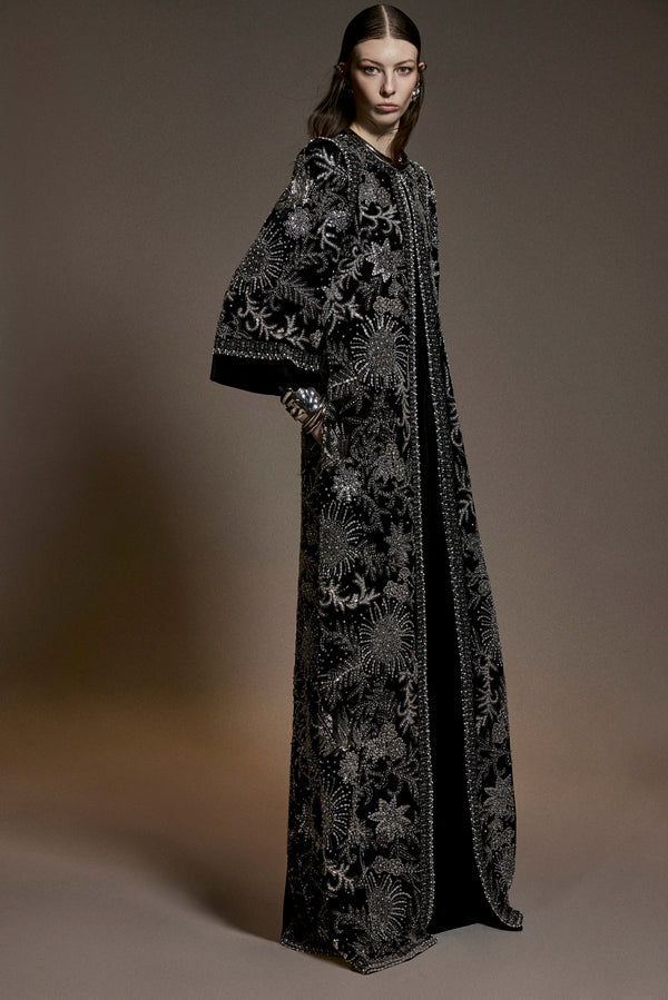 naeem khan EMBROIDERED FLOOR LENGTH COAT
