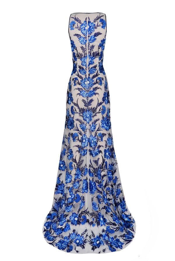 Naeem Khan Embroidered Halter Fit And Flare Gown