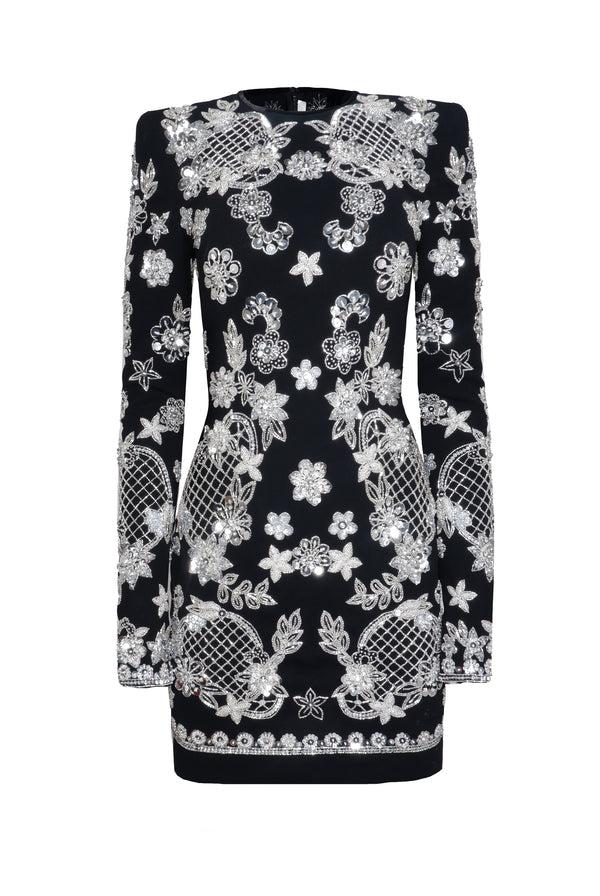 Naeem Khan Embroidered Long Sleeve Dress