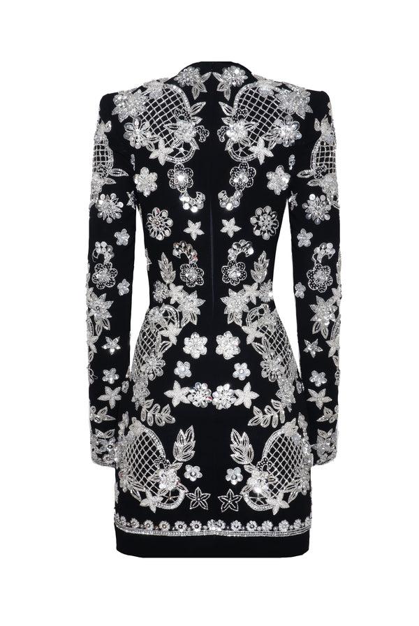 Naeem Khan Embroidered Long Sleeve Dress