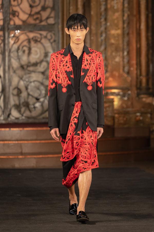 naeem khan EMBROIDERED SARONG SKIRT