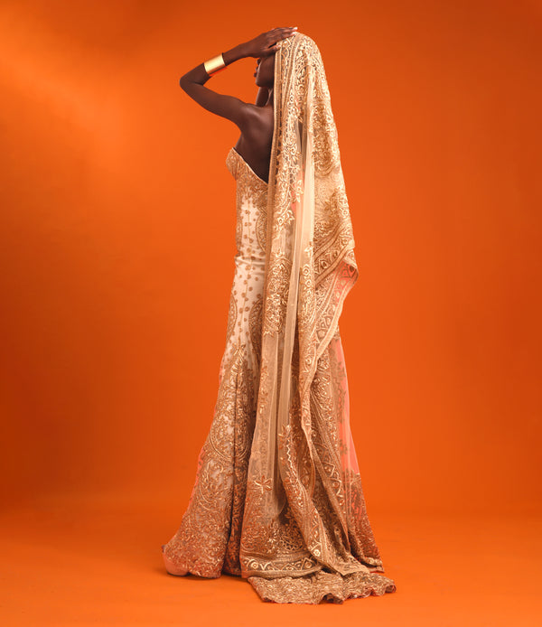 Naeem Khan EMBROIDERED STRAPLESS CORSET GOWN