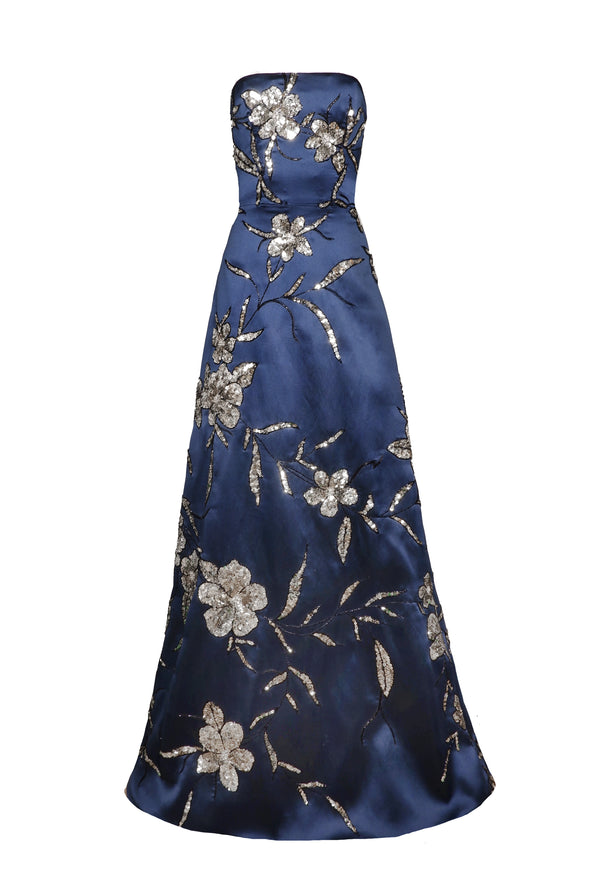 Naeem Khan EMBROIDERED STRAPLESS GOWN