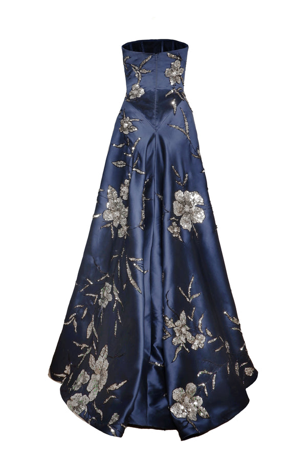 Naeem Khan EMBROIDERED STRAPLESS GOWN