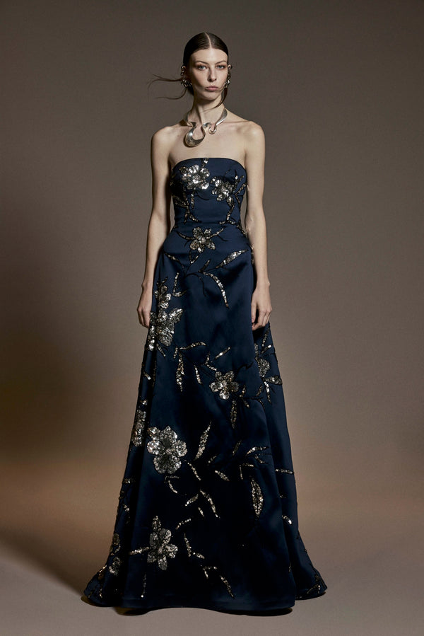 naeem khan EMBROIDERED STRAPLESS GOWN