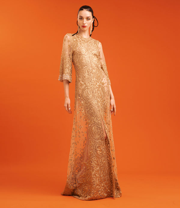 naeem khan FLOOR LENGTH EMBROIDERED COAT